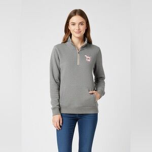 VS PINK Half Zip Hoodie Grey Small Pink Logo